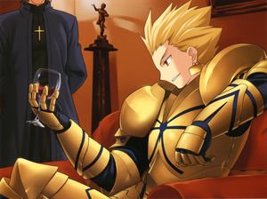Gil drinking wine (Kirei's there too)