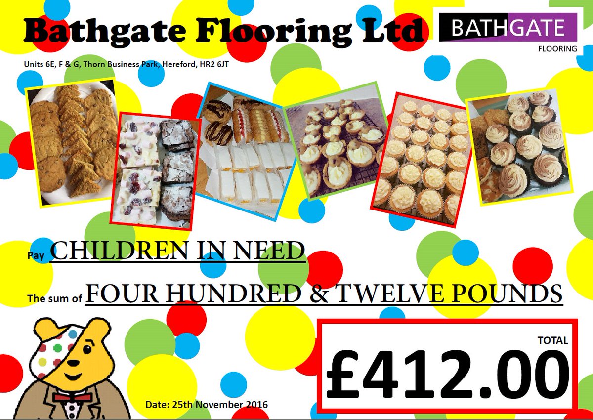 Permaflor_afs's tweet photo. Cake sale for #childreninneed2016 raised £206.00 which our directors have doubled!! Go cake eaters!! :) https://t.co/XlBd7ZYeNd