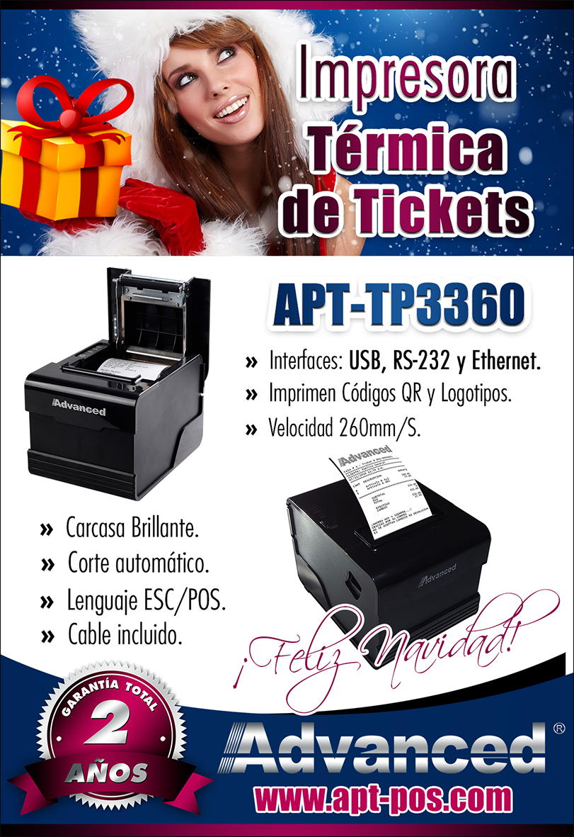 APTVenezuela's tweet photo. En estas Navidades llévate la Impresora Térmica de Tickets #Advanced  APT-TP3360 https://t.co/1JLkx73pUm https://t.co/FI4YjMBvHo