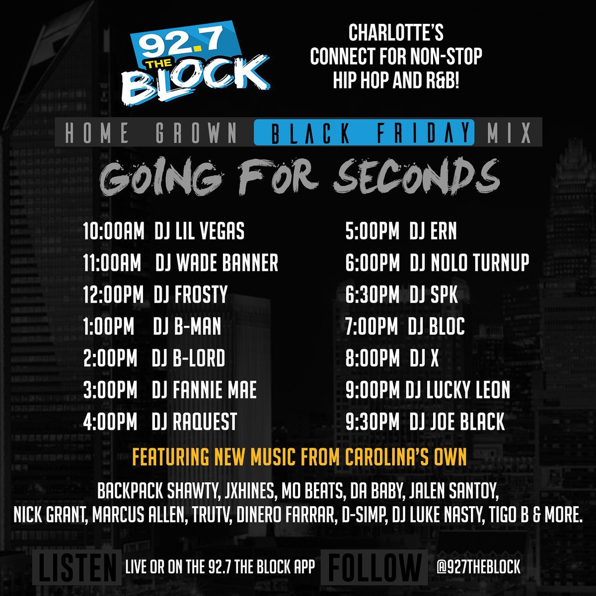 1025theblock's tweet photo. We're #GoingForSeconds today with an all day mix featuring some of the hottest artists and DJ'S in the Carolina's! https://t.co/pyk2CbGCKs