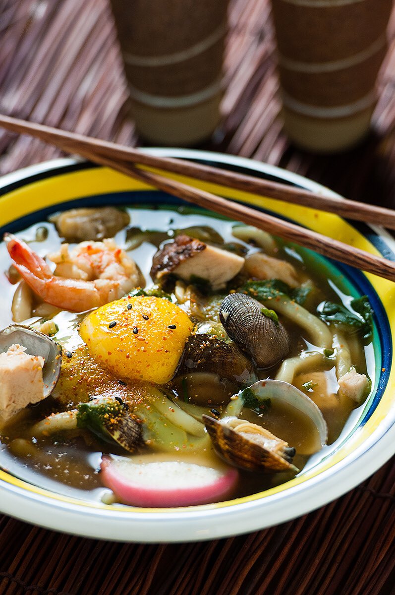 Got leftover turkey? Try this seafood udon soup w turkey Mike created monahansseafood.com/recipes/2014/1…