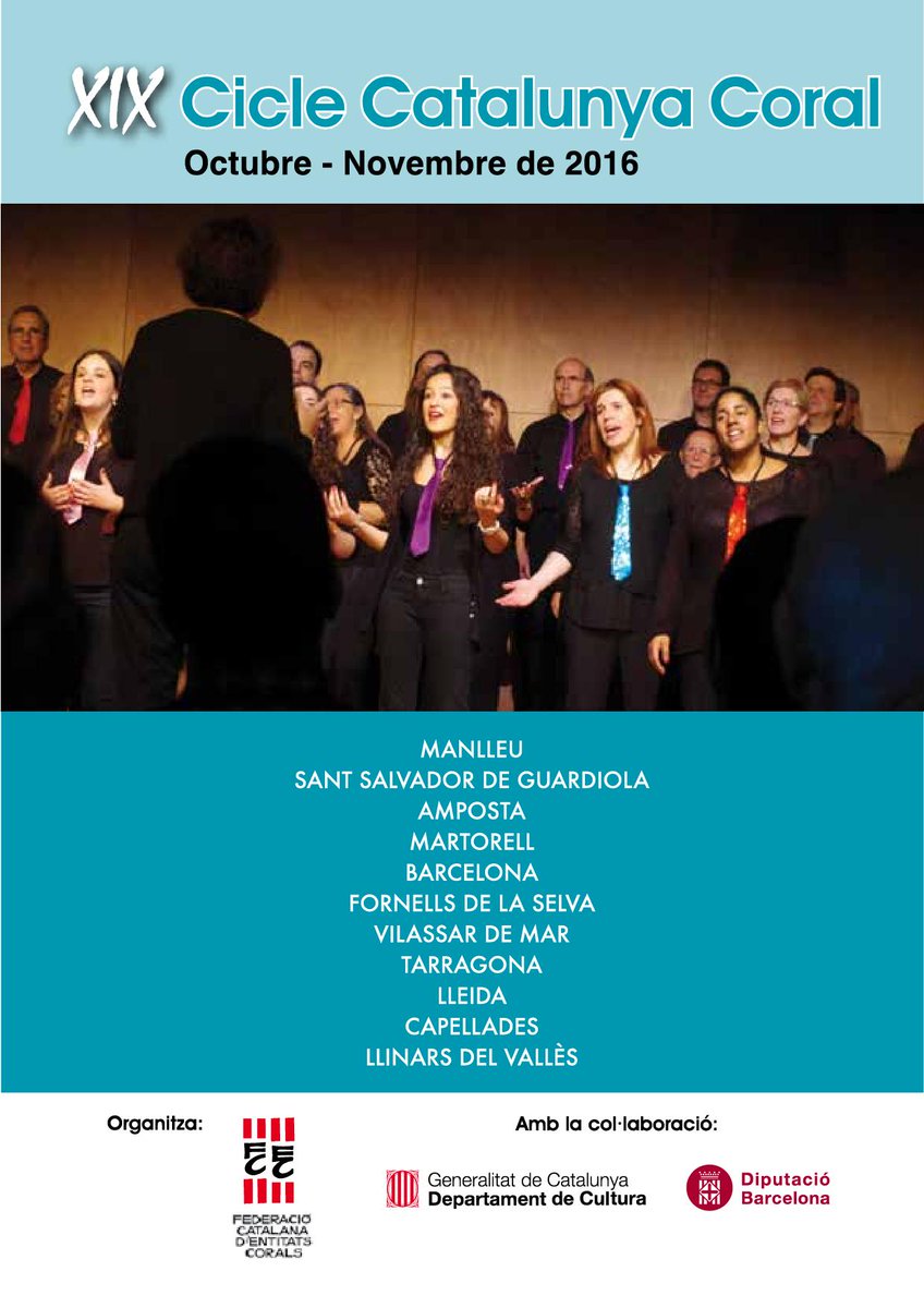 CONCERT DEL XIX CICLE CATALUNYA CORAL A #LLEIDA
26/11 a les 18, <a href="/IEI_lleida/">IEI</a> bit.ly/2gu9gKu