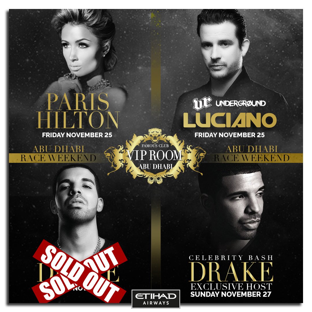 VIPROOMDUBAI's tweet photo. Few hours left before after-race madness!! #VIPROOMABUDHABI Grand Opening tonight! @ParisHilton @lucianocadenza and more! @CiprianiYas https://t.co/fOxAAuPR8c