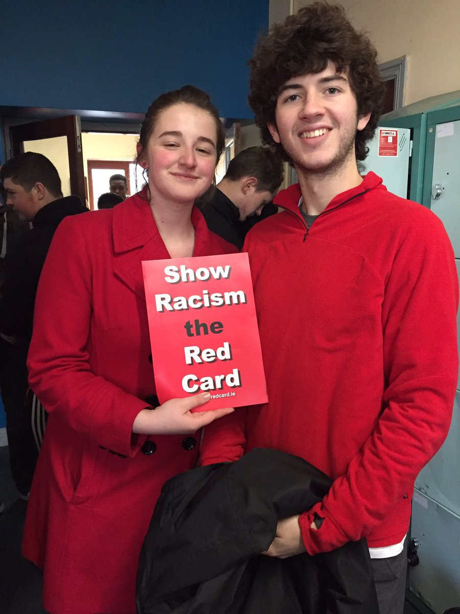 rscavan's tweet photo. Pupils of Royal School Cavan showing racism the red card #WRD16 #SRTRCWearRedDay https://t.co/AQZhtMTOzu