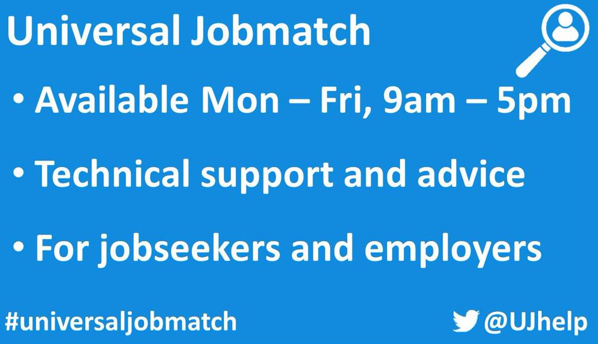 findajobsupport's tweet image. Good morning - the team are available until 5pm for advice and support with Universal Jobmatch