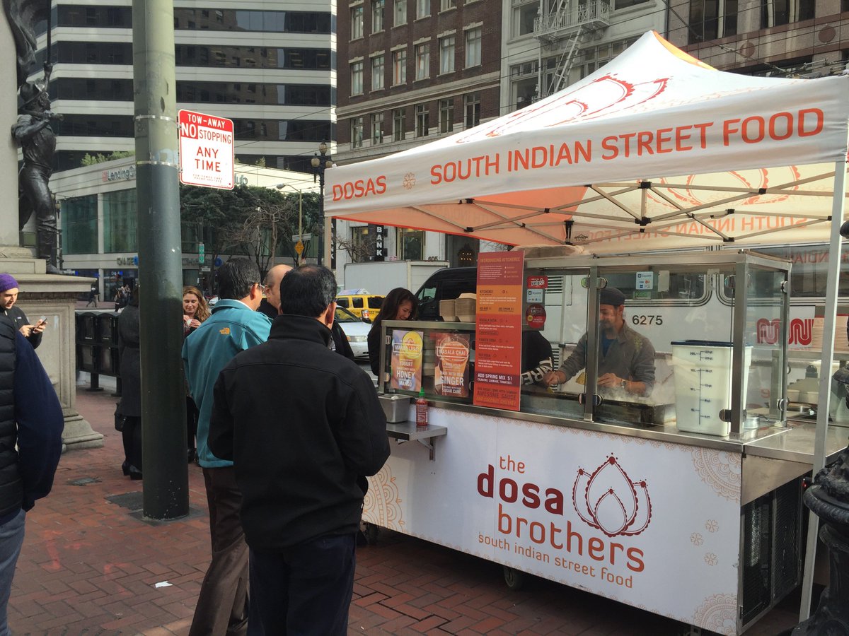 We are at Cal/Mkt today in front of the Hyatt hotel by the cable car turnaround! Join us for some delicious chai and fresh dosas!