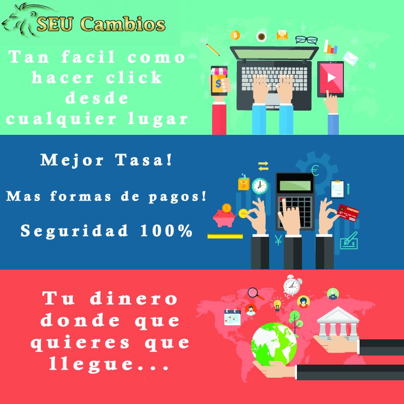seucambios's tweet photo. SeucambiO ofreciendo la mejor tasa del mercado para el envió de remesas a familiares en latinoamerica https://t.co/DZcbNXm6hs