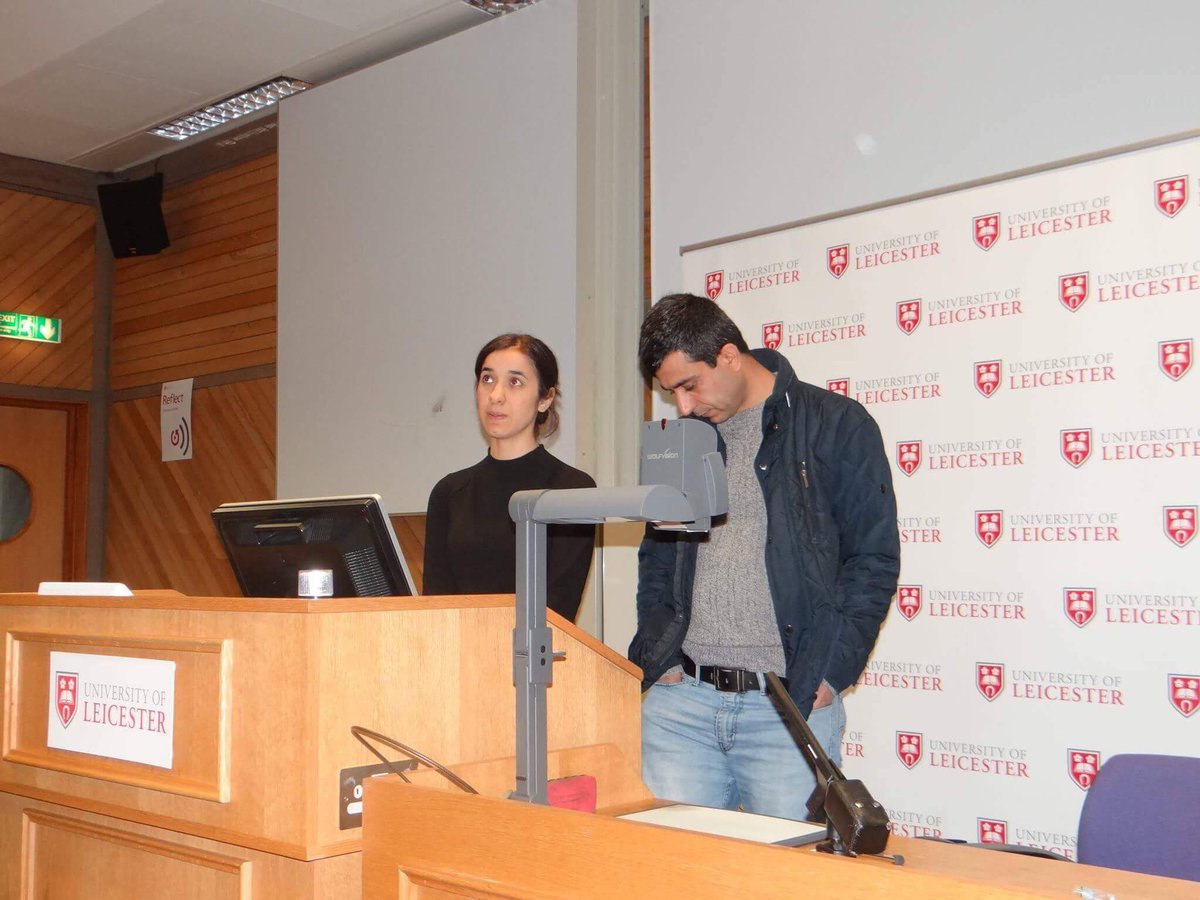 NadiaMuradBasee's tweet photo. It was a great opportunity to interact with  students @uniofleicester &amp;speak about a spectrum of issues; terrorism, ISIS, women &amp;minorities. https://t.co/xCuYirJ4lz
