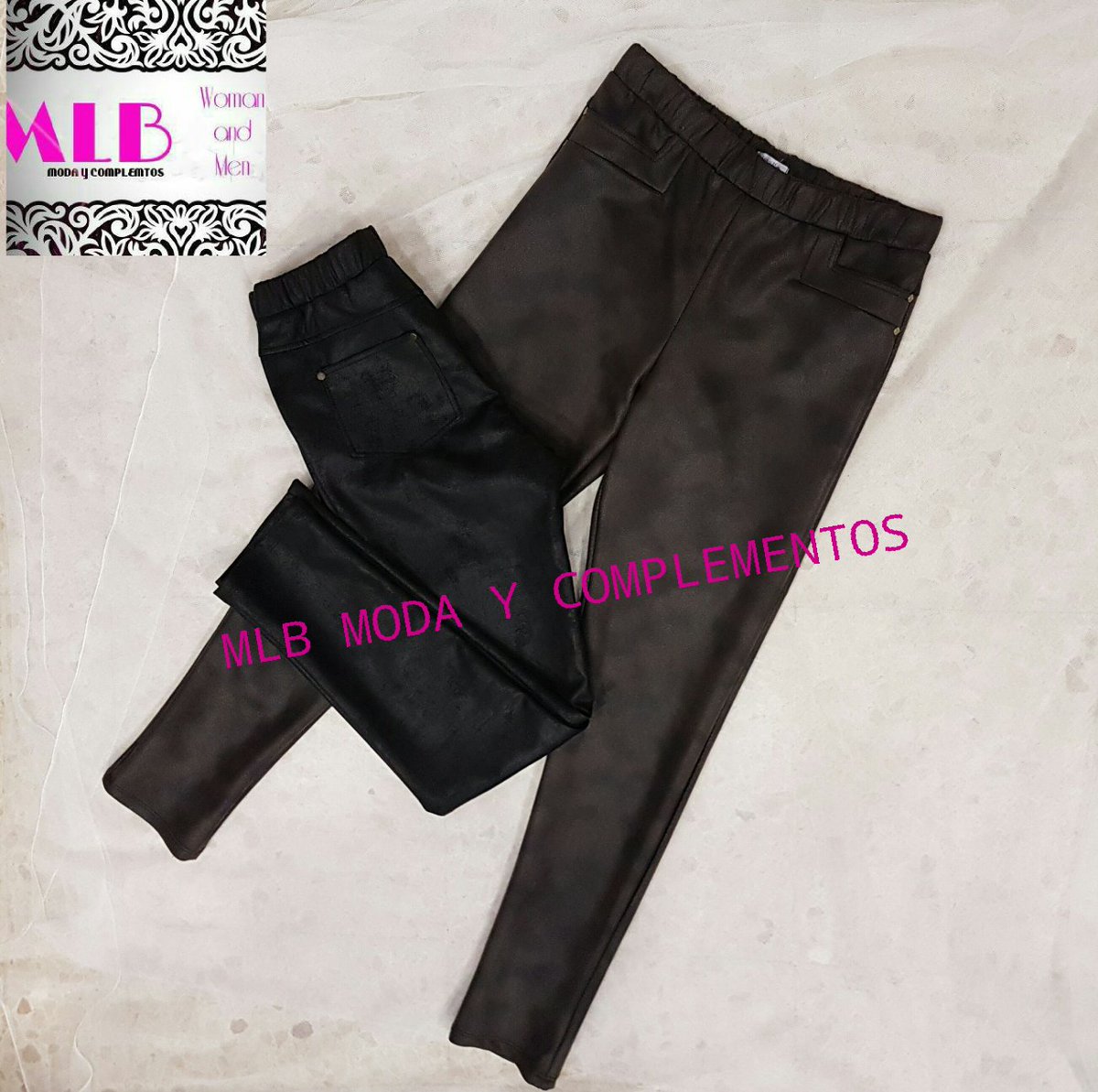 MlbModa's tweet image. Pantalon polipiel marrón y negro💕💕💕
