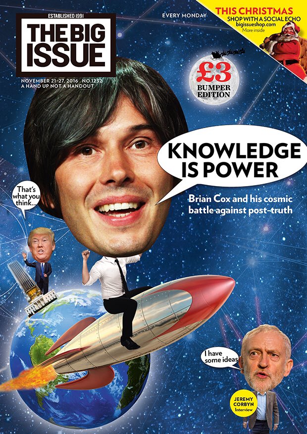ProfBrianCox's tweet photo. The cover of The Big Issue this week, inside which I say that we'd better start putting more resources into education very quickly. https://t.co/2CQKhjFb3M