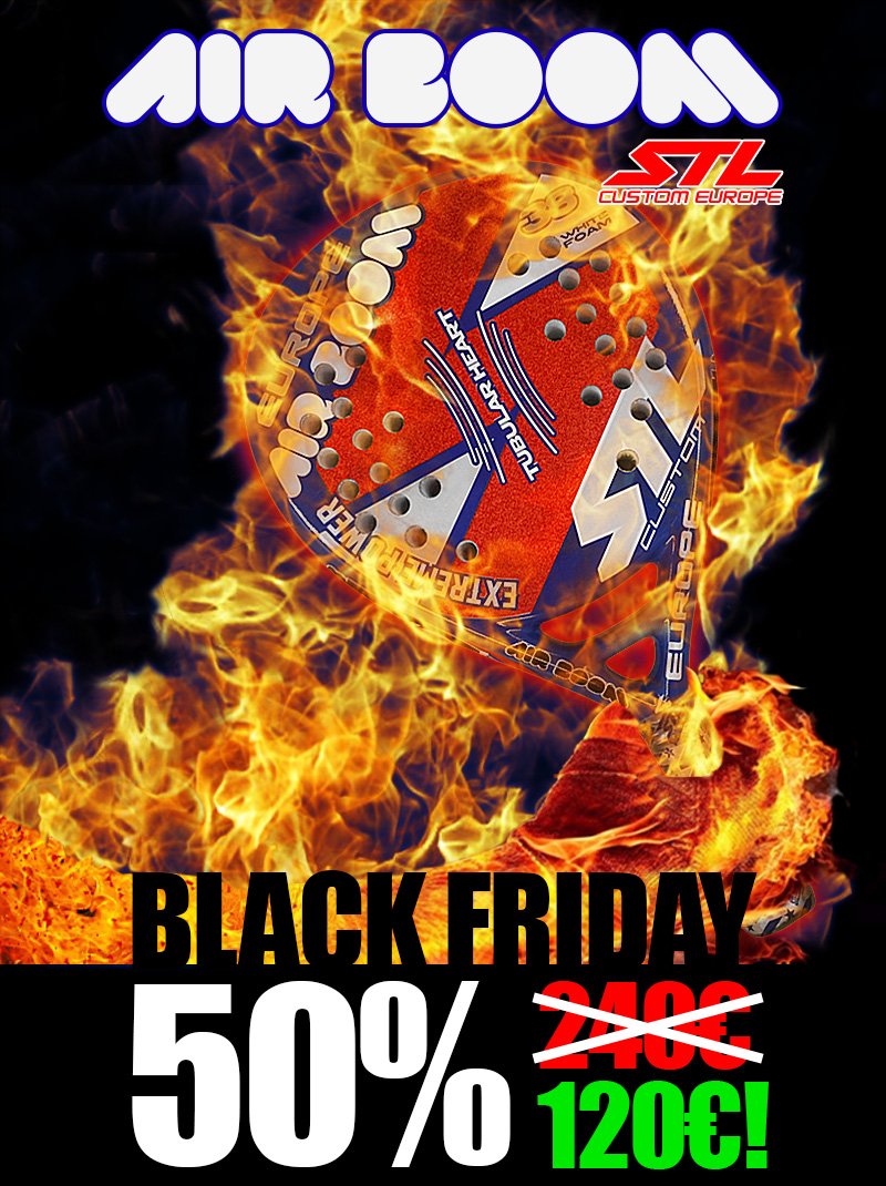 SteelCustom's tweet photo. #SteelCustom Air Boom, nuestra pala de #pádel más vendida, al 50% de descuento por #BlackFriday. Sólo esta semana: https://t.co/wnXf7J1E10 https://t.co/OlYqusuTOv