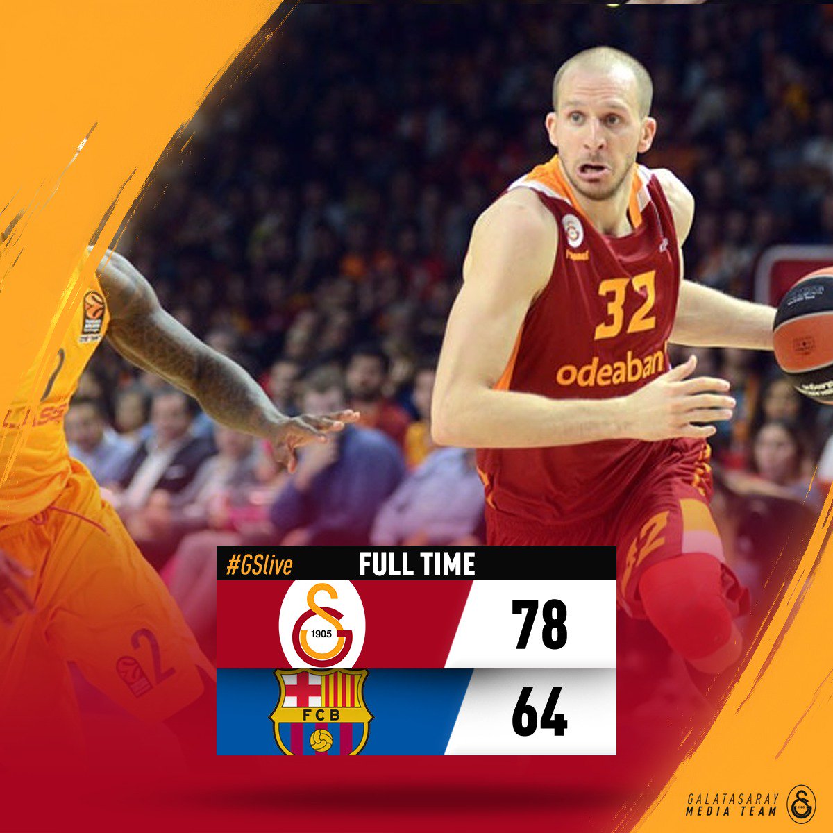 THY EuroLeague 9. Hafta | Maç Sonucu: Galatasaray Odeabank 78-64 <a href="/FCBbasket/">Barça Basket</a> | Tebrikler #YenilmezArmada! 💪 #GSlive #GSOFCB #GameON