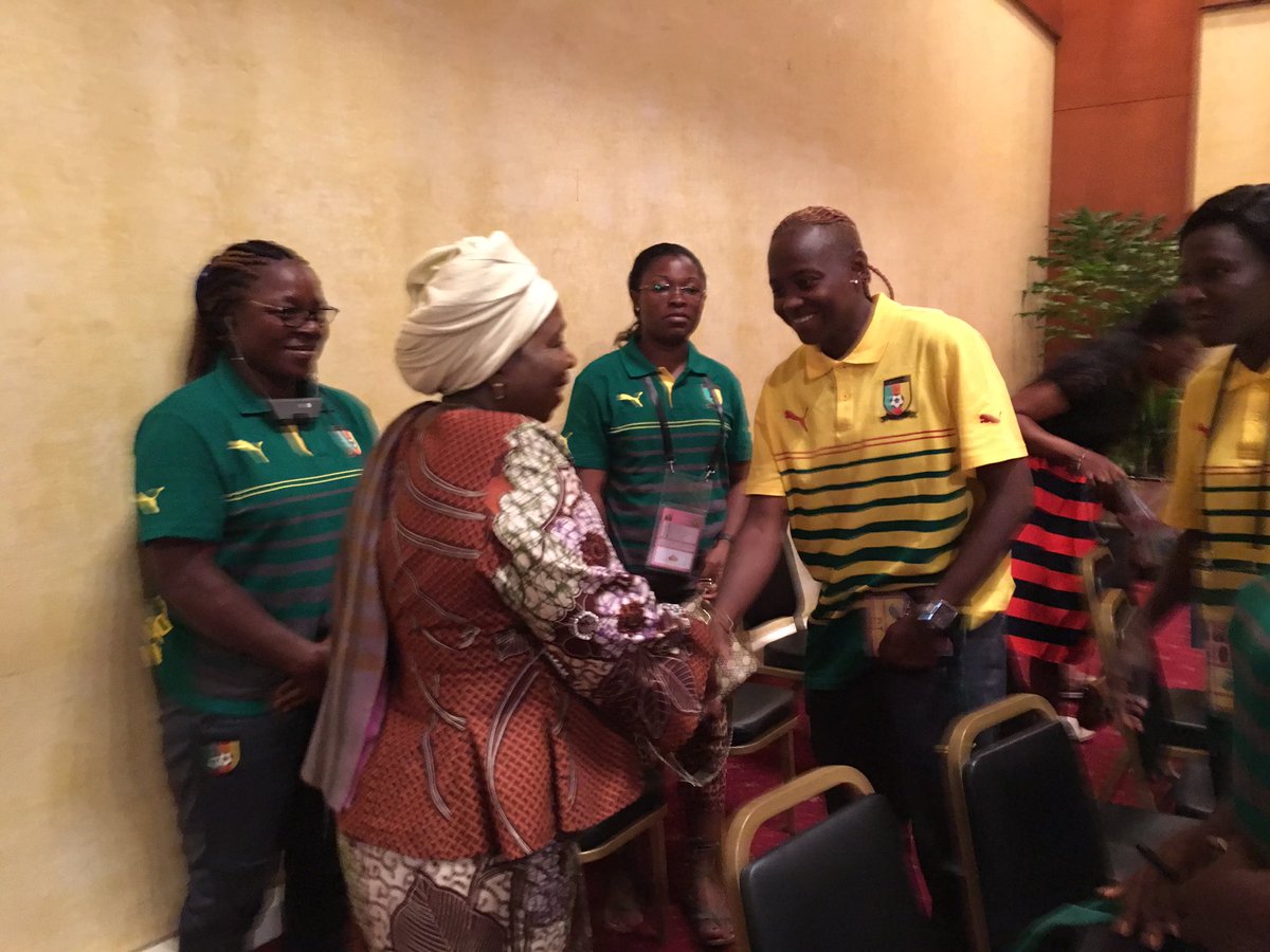 DlaminiZuma's tweet image. Joined #Cameroon's PM Philémon Yang to praise the Indomitable Lionesses for their spectacular performance at #AWCON2016 @FecafootOfficie
