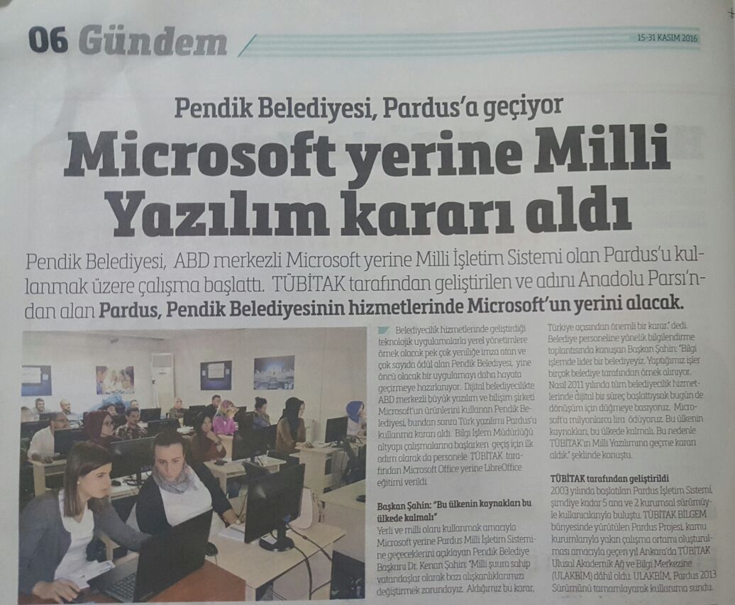 PardusKurumsal's tweet photo. Pendik Belediyesinde Pardus Dönüşüm Başlıyor. https://t.co/6KoW9BJul2