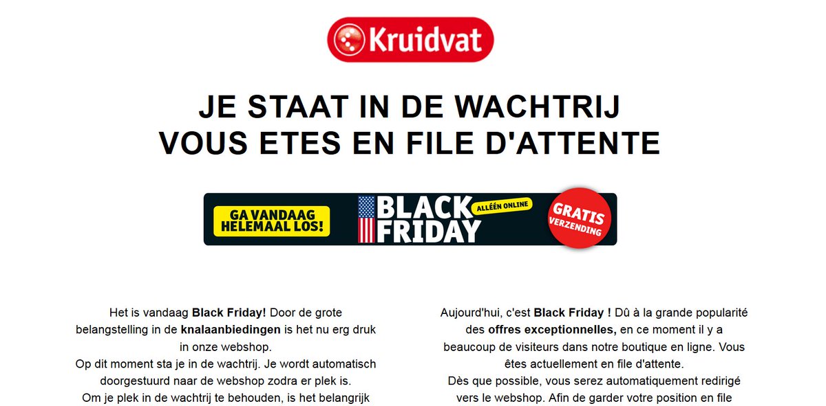 ArianeVaes's tweet photo. WTF zelfs online een wachtrij bij @KruidvatBelgie #gahelemaallos #blackfriday https://t.co/nEyO6ya0BO