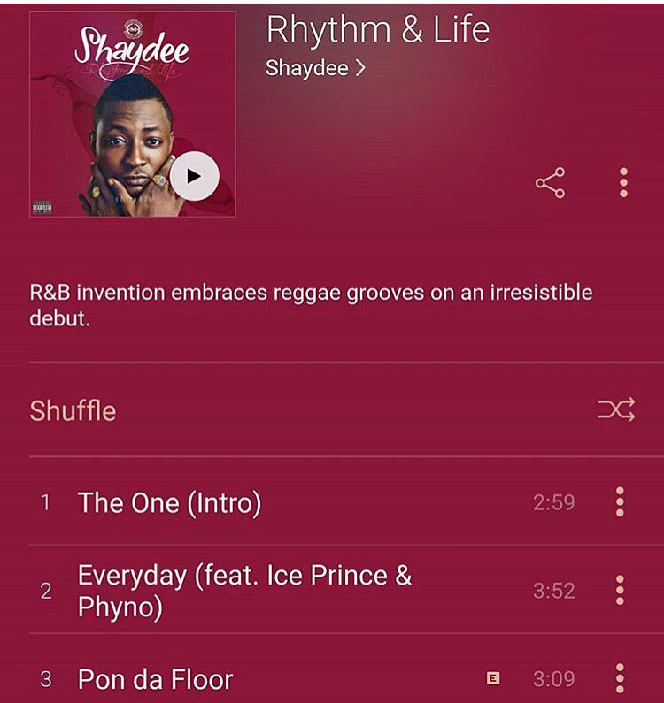 wizkidayo's tweet photo. @ShaydeeBoi out with the new album! Cop that! Support good music! 🔥 https://t.co/kD4hl1lEyF
