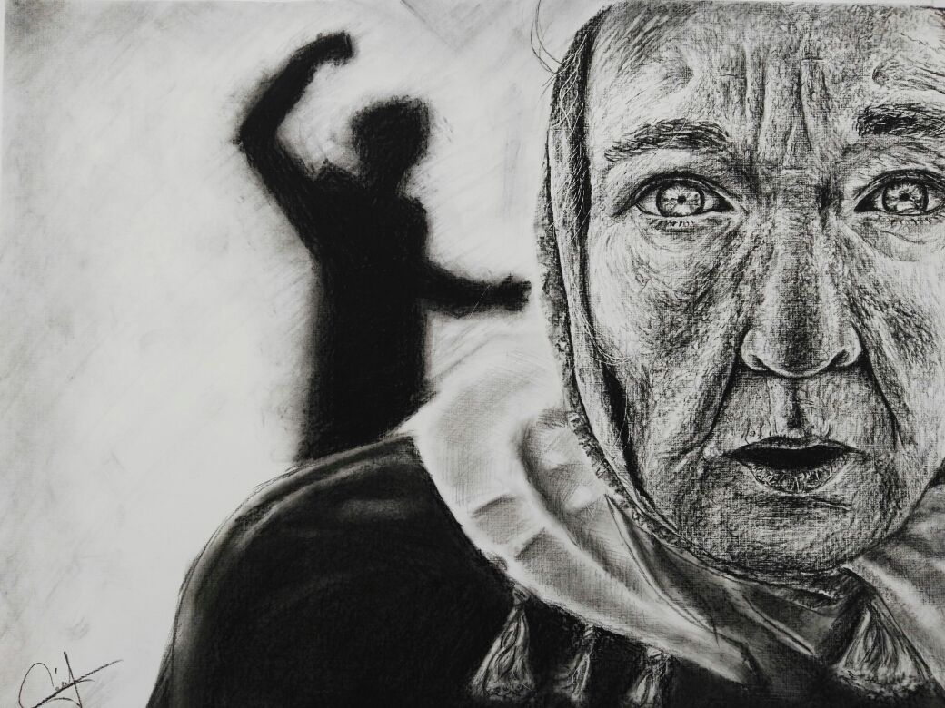 "Dibujé ...para hacer conciencia de que no hay que maltratar a las personas mayores", César Sánchez, #Guanajuato. #Únete #DíaNaranja