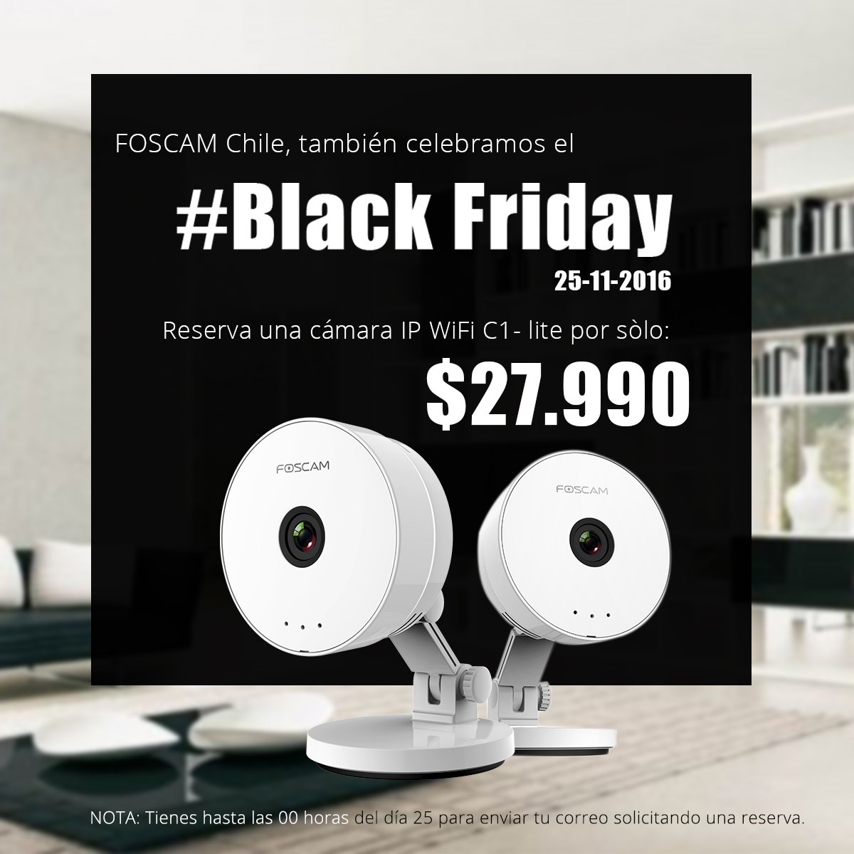 Foscam_cl's tweet image. ¡No se repetirá! 
Reserve hoy C1 Lite hasta las 00:00 horas y asegure esta extraordinaria #oferta 
#blackfriday  #blackfridaychile #foscam