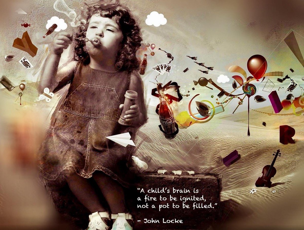 "A child's brain is a fire to be ignited, not a pot to be filled." ~ John Locke #educhat #parenting