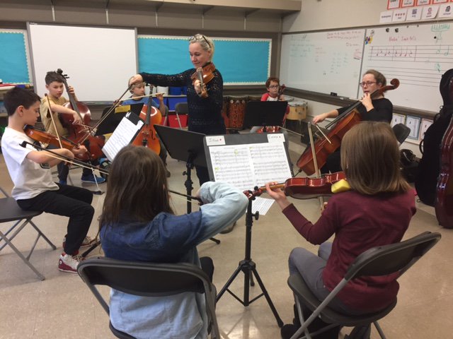 GrosvenorLearn's tweet photo. Our Intermediate Strings Group is sounding great - preparing at lunch today for their first gig in December! @JHanton2209 https://t.co/8bWR3KEnjD