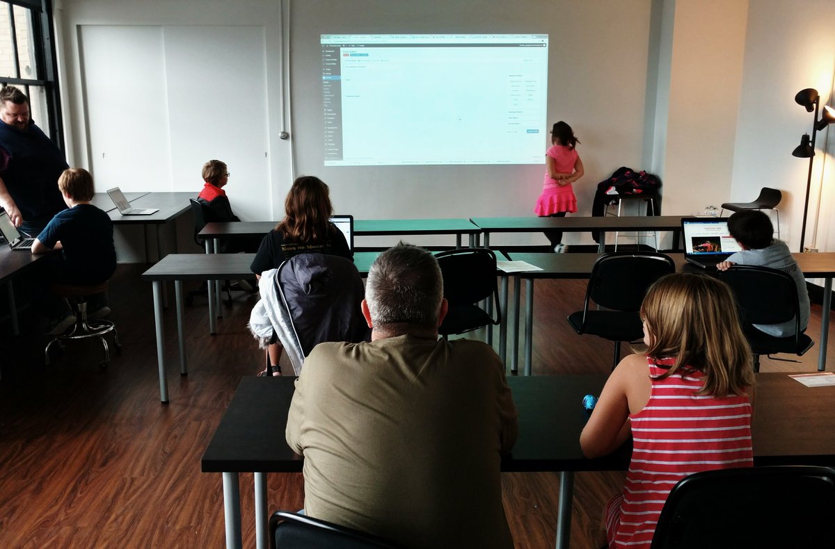 RadiusCoWork's tweet image. Code Camp For Kids! This afternoon kids are learning to build websites from Greg Windle, owner of @eriemultimedia! #codeworking #kidworking