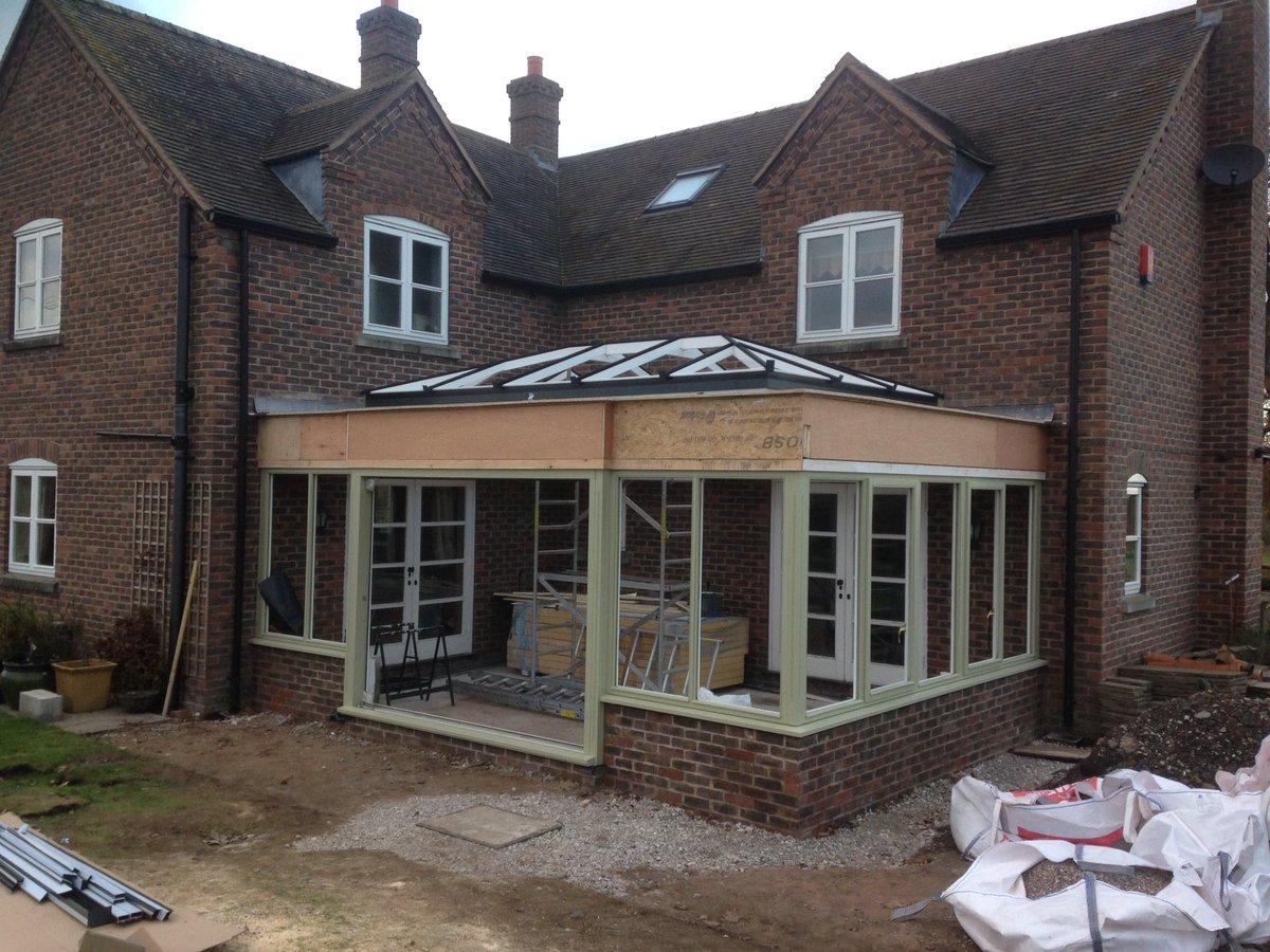 First stage of our bespoke hardwood orangery with a superb ATLAS lantern roof..!