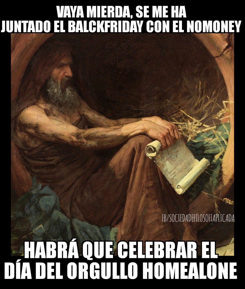 AcciZenon's tweet photo. Frente al consumismo depredador e insatisfactorio un poquito de filosofía decrecentista cínica. Saludos al silente Diógenes de Sinope. https://t.co/1OD9GnhVhf
