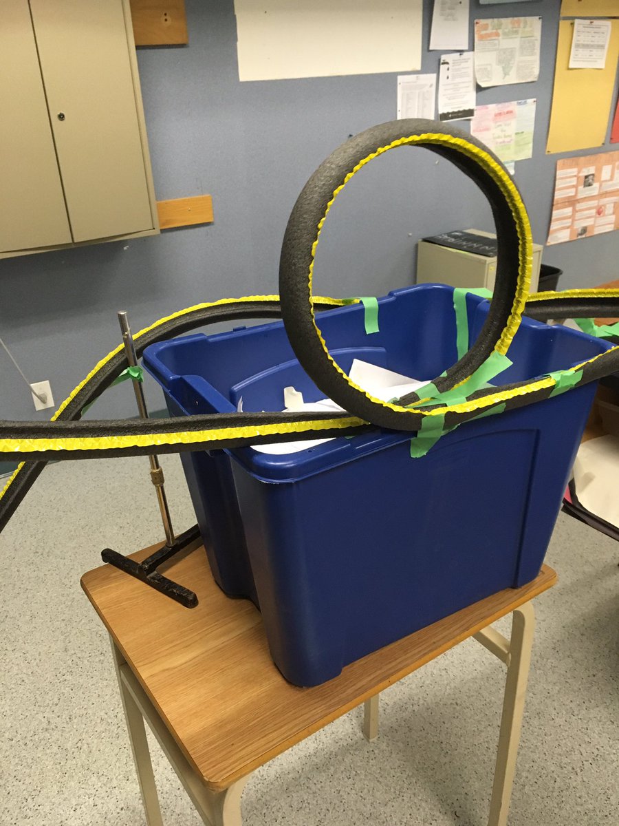 vanErpEducator's tweet photo. Innovation at its finest, using everything possible. Roller coasters! #practicum #science10 https://t.co/ifKK0lKXOl