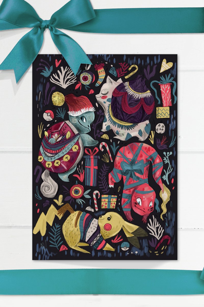 christmas themed pokemon cards Holiday Hanukkah Eevee Snorlax Pikachu Psyduck Gengar Piplup Mew Custom Made Card Fan Art Card Pokmon Christmas Bundle with Exclusive