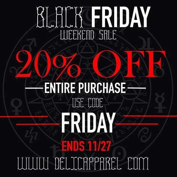 DelicApparel's tweet photo. Check out our Black Friday sale! Valid now through Sunday night!🦃🦃 #blackfriday #edm https://t.co/A1jwYbOphO https://t.co/yO3azEZySC
