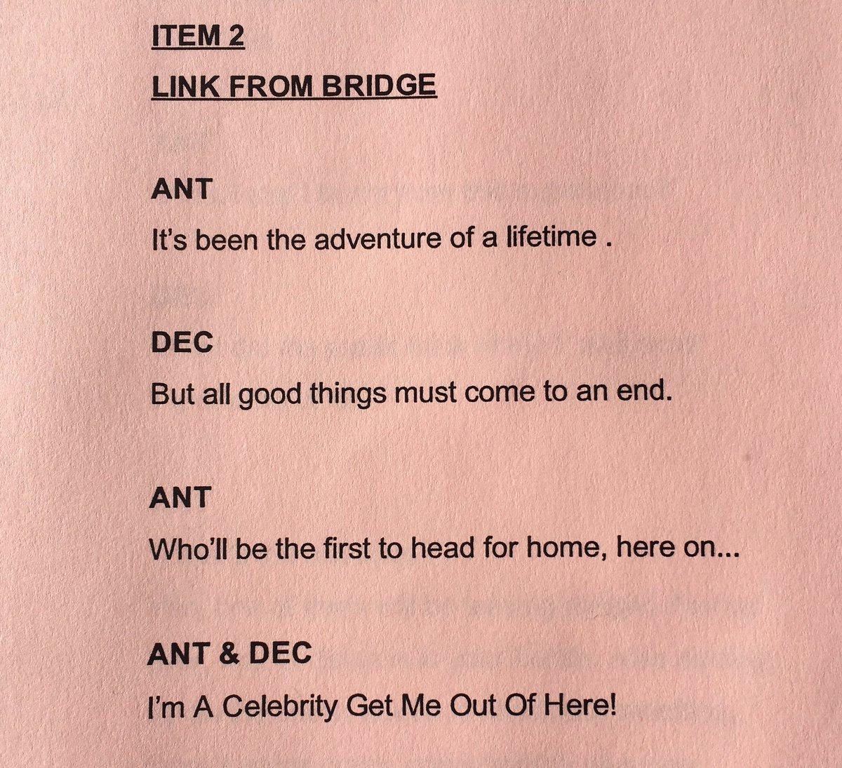 antanddec's tweet photo. Quick! Get ready, here are your words for tonight. Send us your efforts. D #antanddecsbridgelink #imaceleb https://t.co/0cOqPpe92V