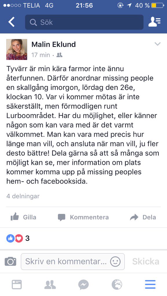 emmaaeklundd's tweet photo. Snällasnällasnälla dela så mycket som möjligt det enda jag vill är att hon ska komma hem igen https://t.co/HdsTQDrQwF