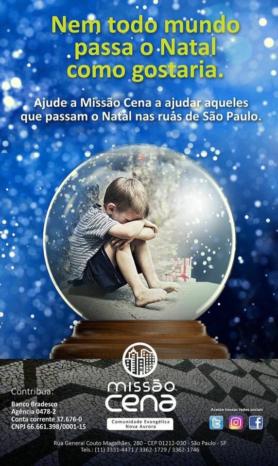 missaocena's tweet photo. Nem todo mundo passa o natal como gostaria.

Ajude a Missão CENA a ajudar aquele que passam o Natal nas ruas de São Paulo. https://t.co/l9hRDWxCQM