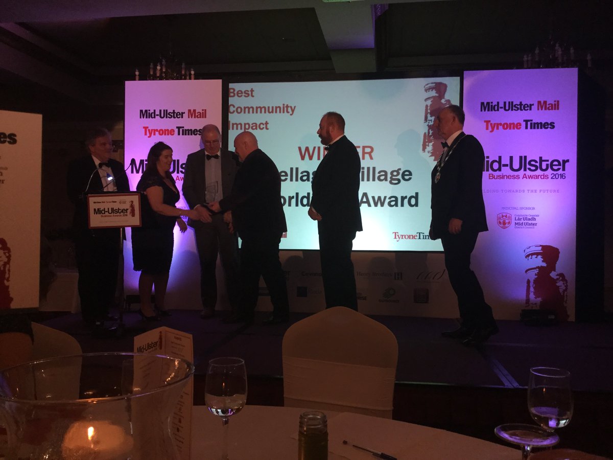 MidUMail's tweet image. The award for Best Community Impact goes to  Bellaghy Village Worldhost Award  presented by MMD Communications     #MUBAwards16