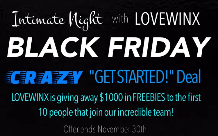 Intimate_Night's tweet image. #BlackFridayDeals just keep coming! Jump on this CRAZY Get Started deal! $1000 to first 10 to join us!💰
Only until Nov. 30th @Intimate_Night