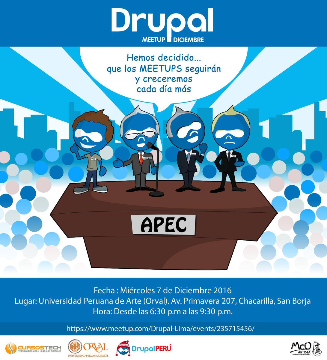 drupal_peru's tweet photo. ¡Meetup de Drupal en Lima! Este Miércoles 7 de Diciembre. Full #drupal8 !!

Ingreso libre! Inscripciones: https://t.co/2zz4GWd67L https://t.co/Vb000o2fd7