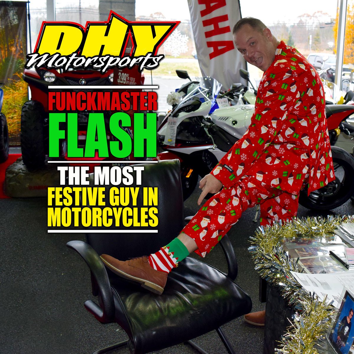 DHYNJ's tweet photo. #FunckmasterFlash is here with bells on his feet and he's closing great deals on all kinds of bikes until 9PM tonight at #DHYMotorsports https://t.co/B9VlTZG8yZ