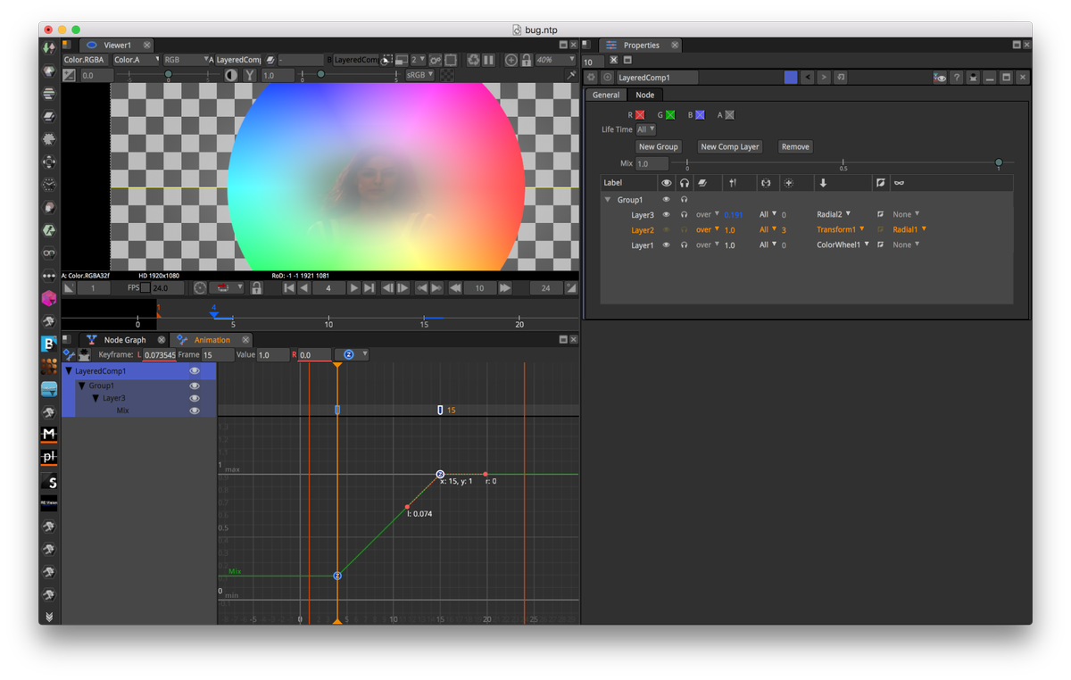 Natron 2.2 will include a "LayeredComp" allowing to work on a more intuitive layer-based interface instead of nodes.