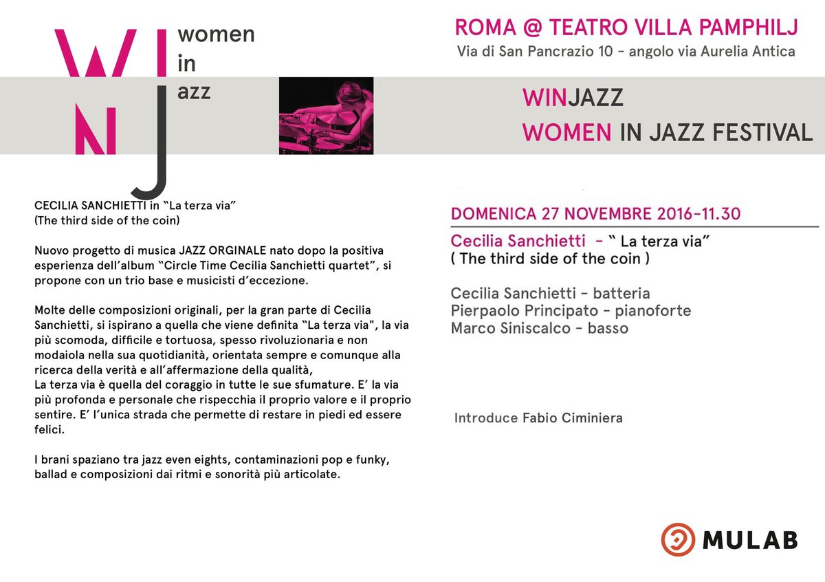 MuLab_it's tweet photo. #WInJazz #WomenInJazz https://t.co/ftsYD3t8ky