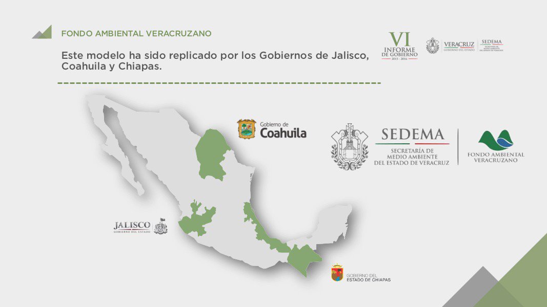 Jalisco, Coahuila y Chiapas tomaron al FAV como referente p/ sus propios mecanismos financieros ambientales. #VIinformeFRA