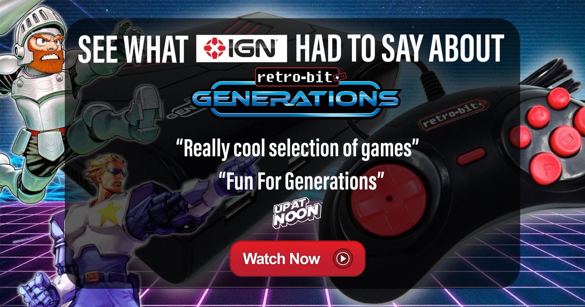 RetroBitGaming's tweet photo. Did you see the #RetroBitGenerations on @IGN's #UpAtNoon? Check it out here: https://t.co/iJoEF2WAK1 #RT #RetroBit https://t.co/e3oRvvRHqg