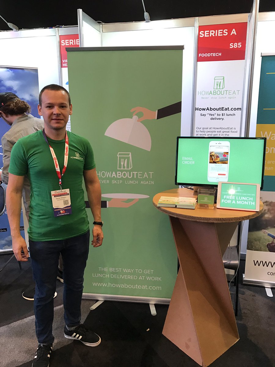 HowAboutEat's tweet photo. We are at #startcon today! Come say hi if you around and you have the chance to win one month worth of free lunches! 🍴🍴🍴 https://t.co/2n1pI8sltq