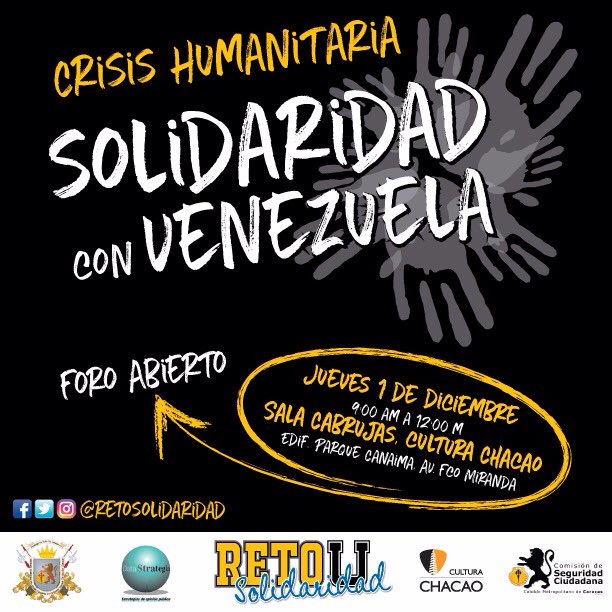 memoarocha's tweet photo. Próximo jueves #1D Foro Crisis Humanitaria: Solidaridad con Venezuela #Caracas #Venezuela @seguridadcmc @pr1merojusticia @retosolidaridad https://t.co/S2h7Ggm0k5