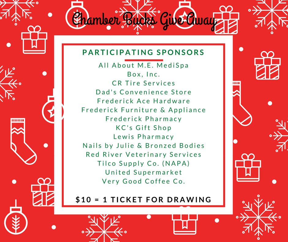 FrederickOKcc's tweet photo. Small Business Saturday + Chamber Bucks Giveaway= Great deals! #ShopFrederickFirst #SmallBusinessSaturday https://t.co/y9w87iWt7U