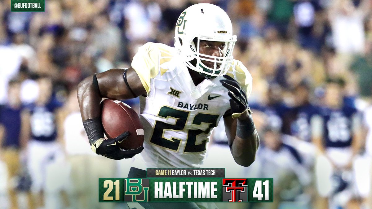 BUFootball's tweet photo. We've reached halftime in Arlington. Bears down by 20 with 30 minutes to play. #SicTech 🏈 https://t.co/zqsSoahv9N