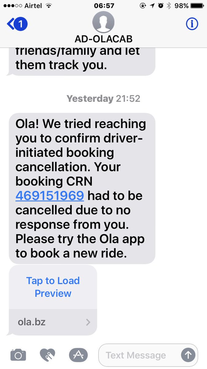 sribalaka's tweet photo. @Olacabs another message which I did not see, it's just that no one called 😂 https://t.co/kWI9BZu1Yl