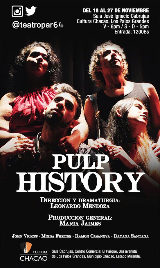 santanadee_'s tweet photo. ¡Mañana en la función de #PulpHistory habrá brindis con nuestros amigos de @cervezartico 🍻! #SalaCabrujas @culturachacao 5:00pm 😉🎭💜. https://t.co/U6g7FP2DMt