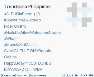 trendinaliaPI's tweet photo. Trend Alert: 'CJMICHELLE BNYBaguio'. More trends at https://t.co/dRwxiUtCOV #trndnl https://t.co/JhXzfVR1td