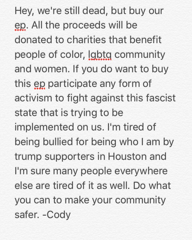 DSignal_TX's tweet photo. Link is in our bio. If you don't want to buy our ep please donate to any charity that will benefit any of the marginalized groups listed. https://t.co/eDz5C1xJ1u
