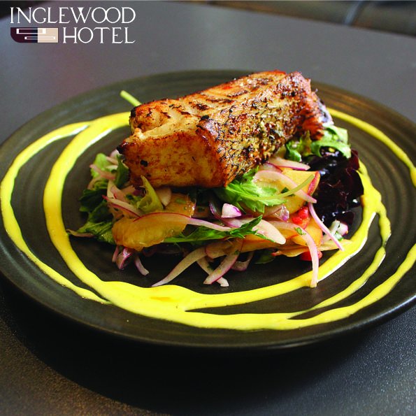 Grilled Glacier 51 toothfish, peach, onion &amp; coriander salad, chilli &amp; lime dressing. #eatdrinkperth #yum